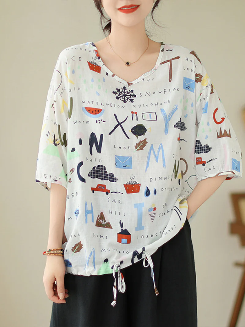 Artistic Soul Letter Printing Tops
