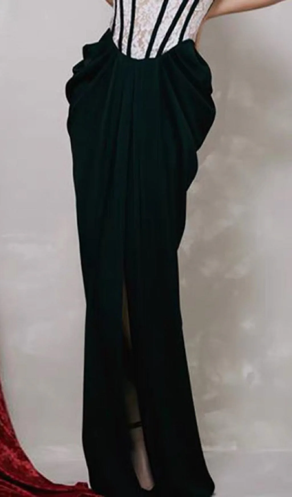 Bandeau Lace Stitched Dress in Black - Image 3