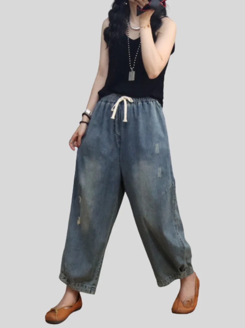 Female Summer Loose Casual Large Size Straight Bottom Pants - Image 2