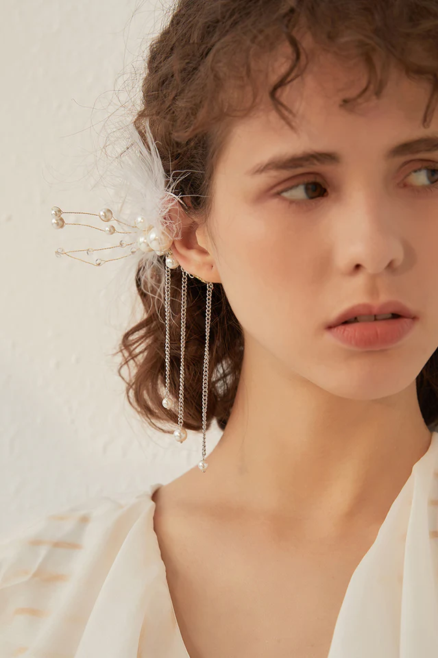 Feather Tassel Earrings - Image 3