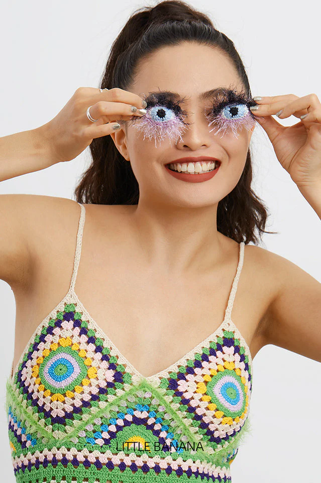 Handmade Eye Pattern Plush Earrings - Image 2