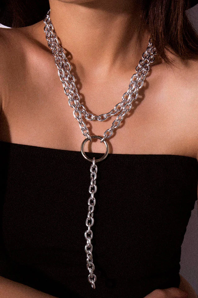 Hip Hop Rock Circle Long Chain Necklace