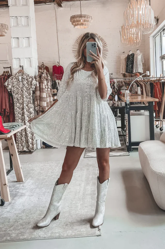 My Queen Sequin Baby Doll Dress - Image 8