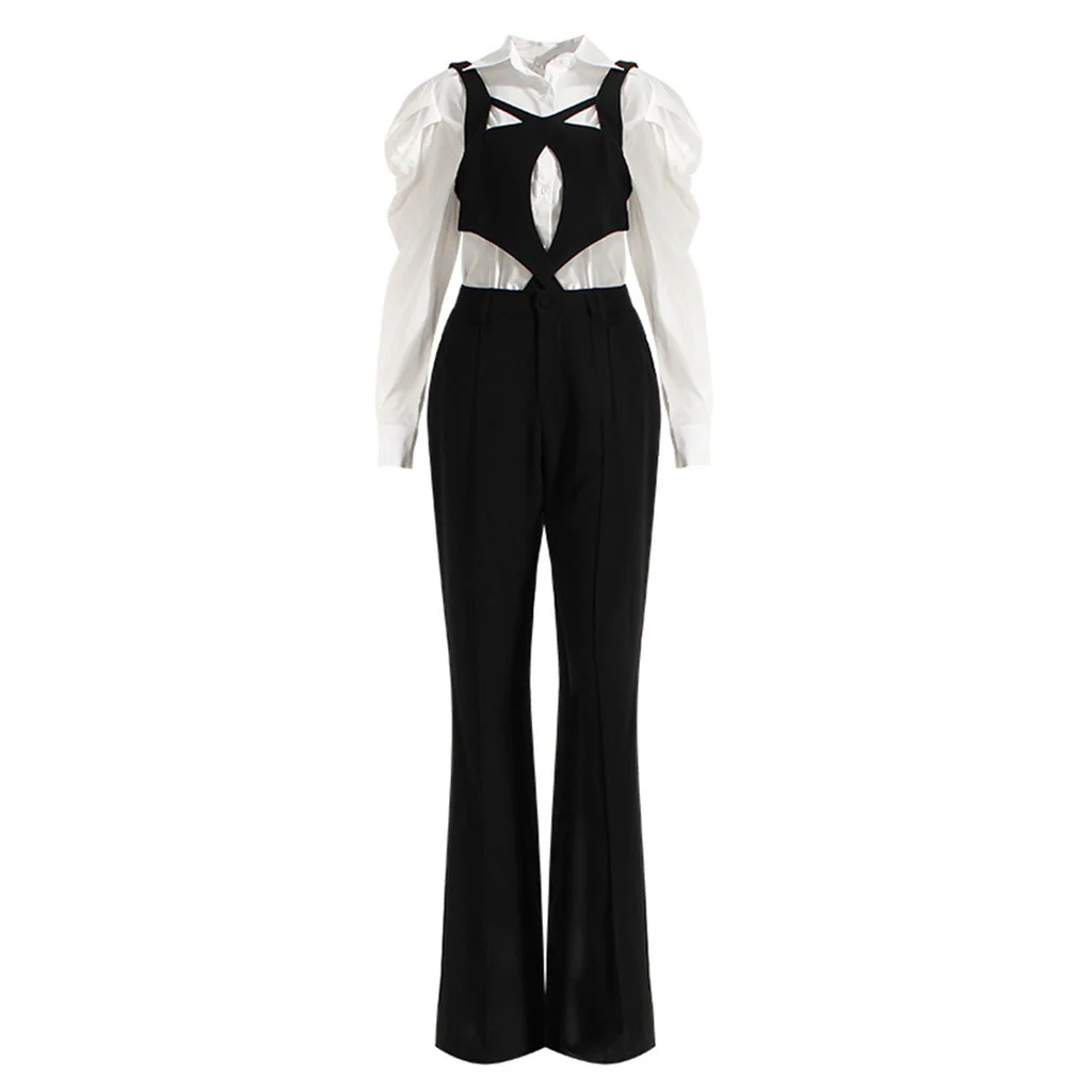 Sexy Cut Out Suspender Strap Sleeveless Detachable Bootcut Jumpsuit - Image 4