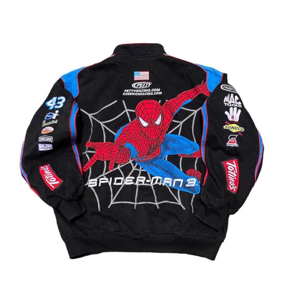 Spider Print Casual Long Sleeve Biker Jacket - Image 6