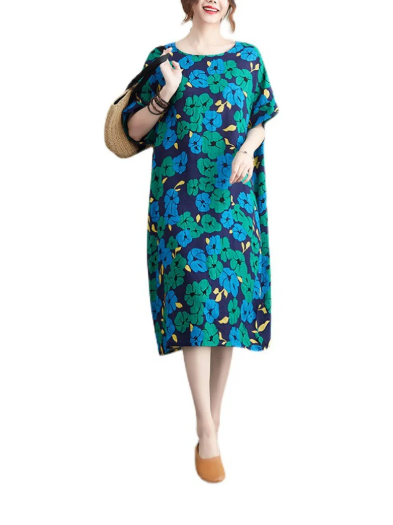 Summer Spirng Midi Dress with Short Sleeves - Image 2