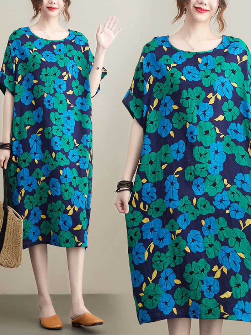 Summer Spirng Midi Dress with Short Sleeves - Image 3
